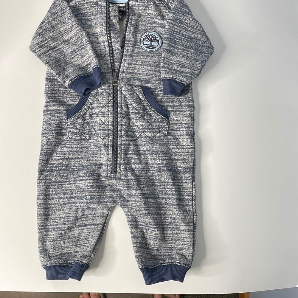 Timberland Baby One piece Hooded Outfit 3-6 mo Blue and Gray